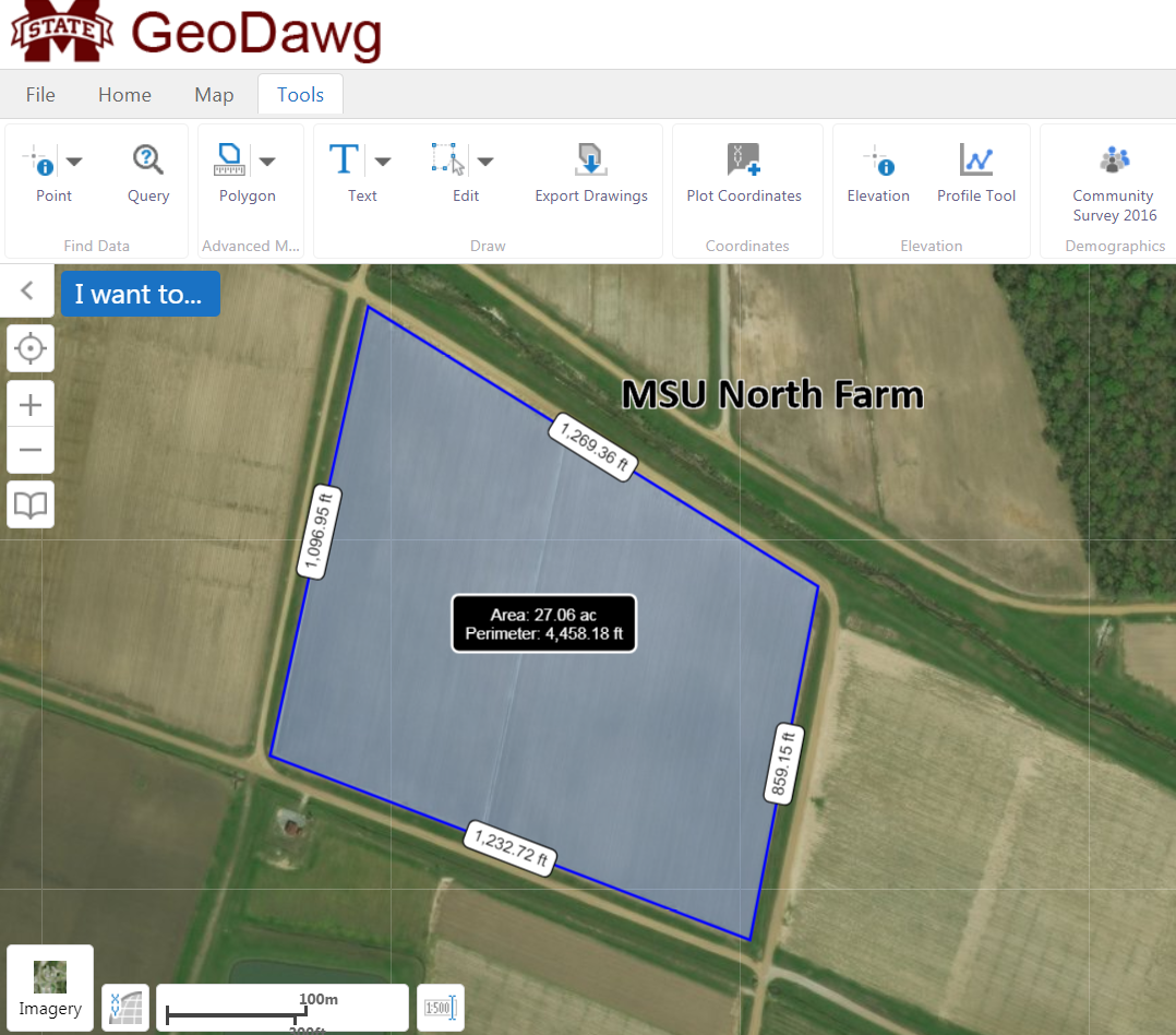 GeoDawg view of the MSU North Farm